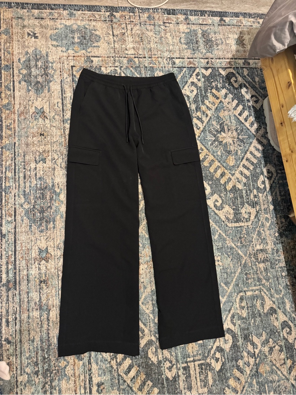 Athleta Black Wide-Leg Cargo Lounge Pants